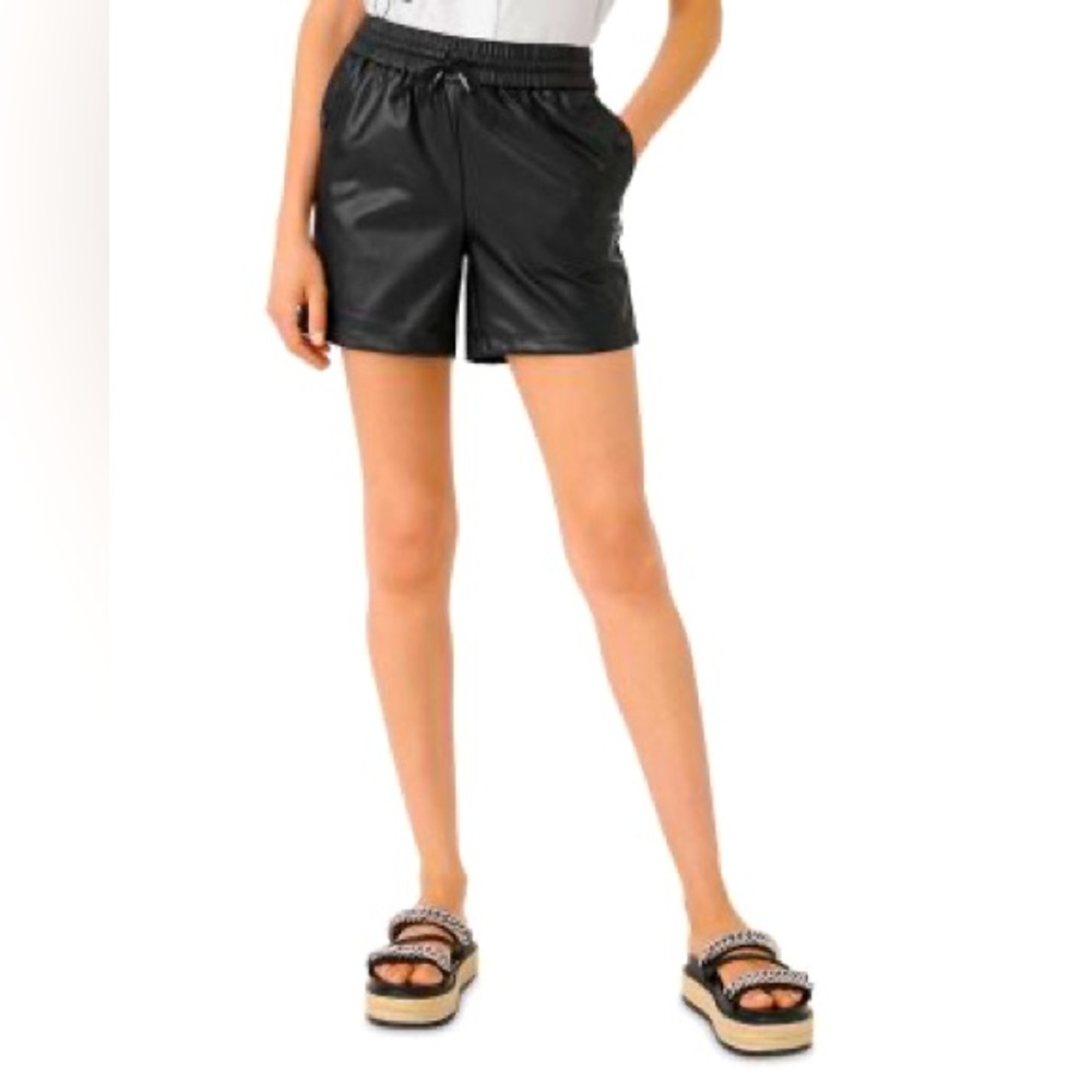 NWOT Faux-Leather Smocked Drawstring Waistband Shorts